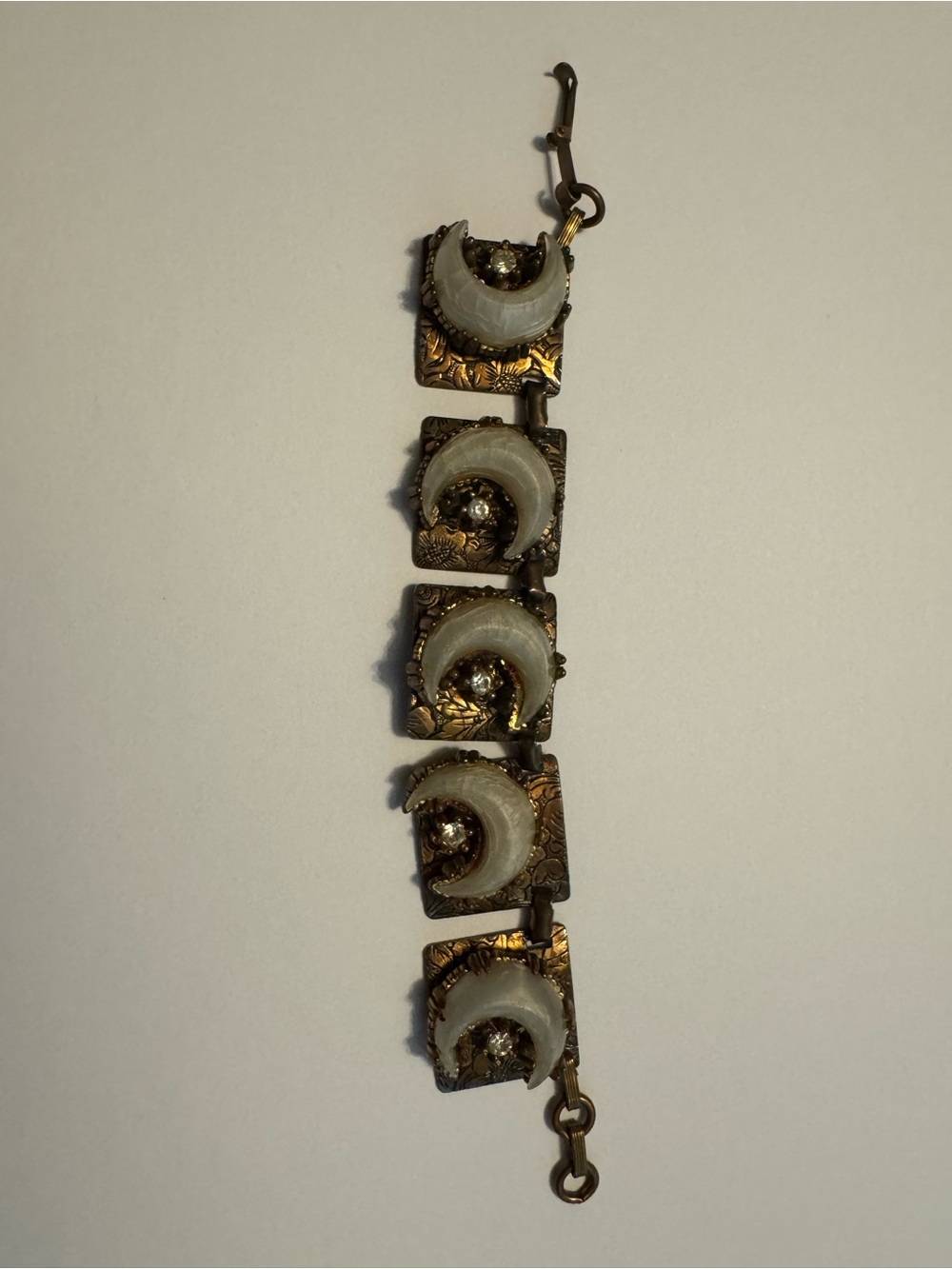 Vintage Victorian Revival Link Panel Bracelet. Antiqued Brass/Gold Tone